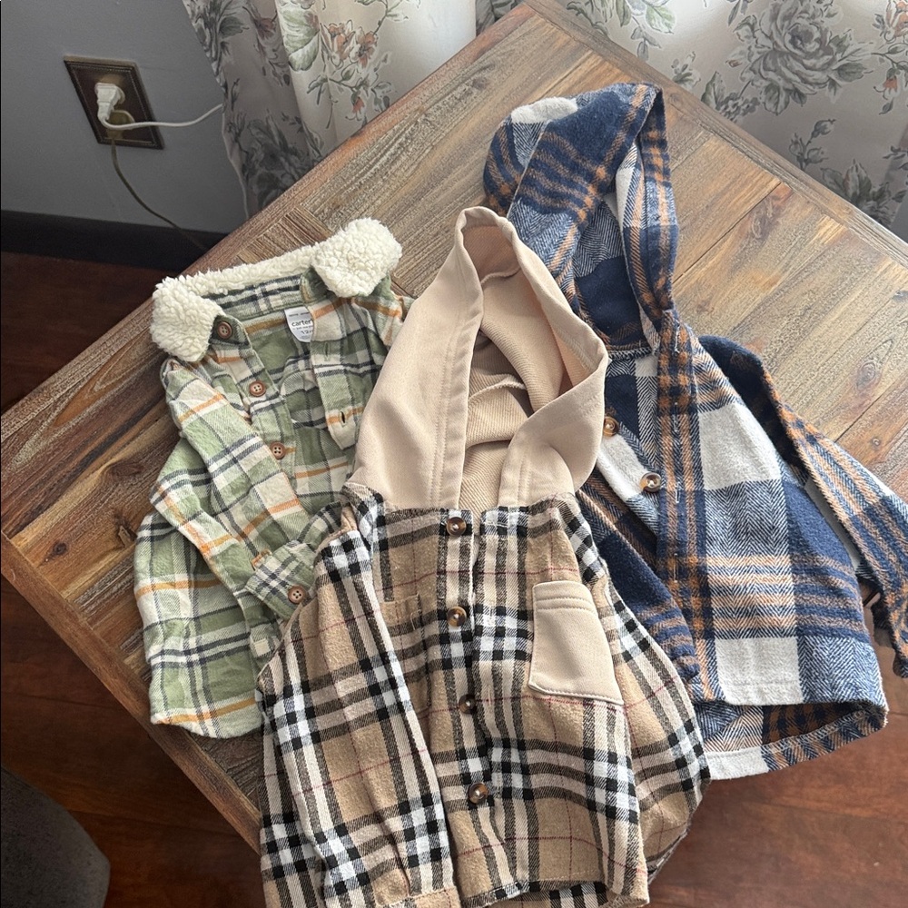 Plaid Hooded Jackets Trio